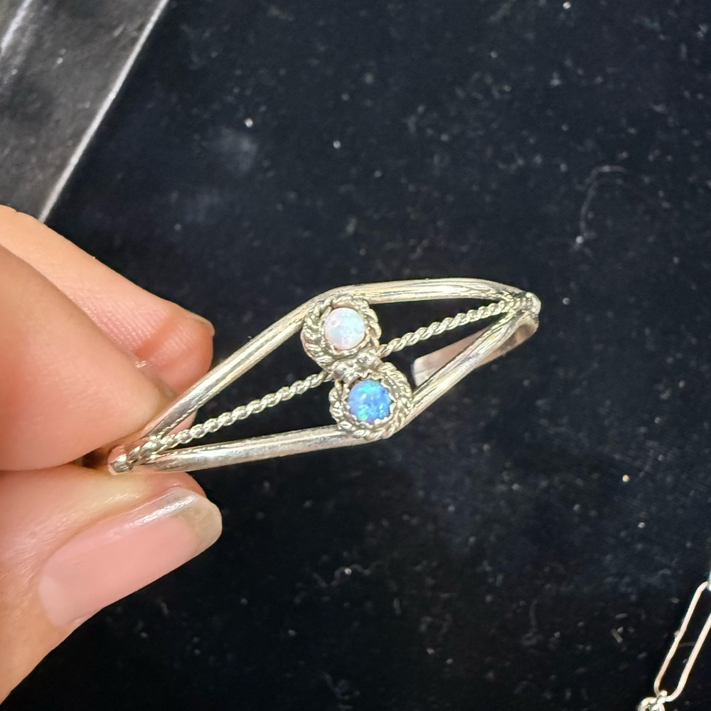 Silver baby Bracelet with Opal